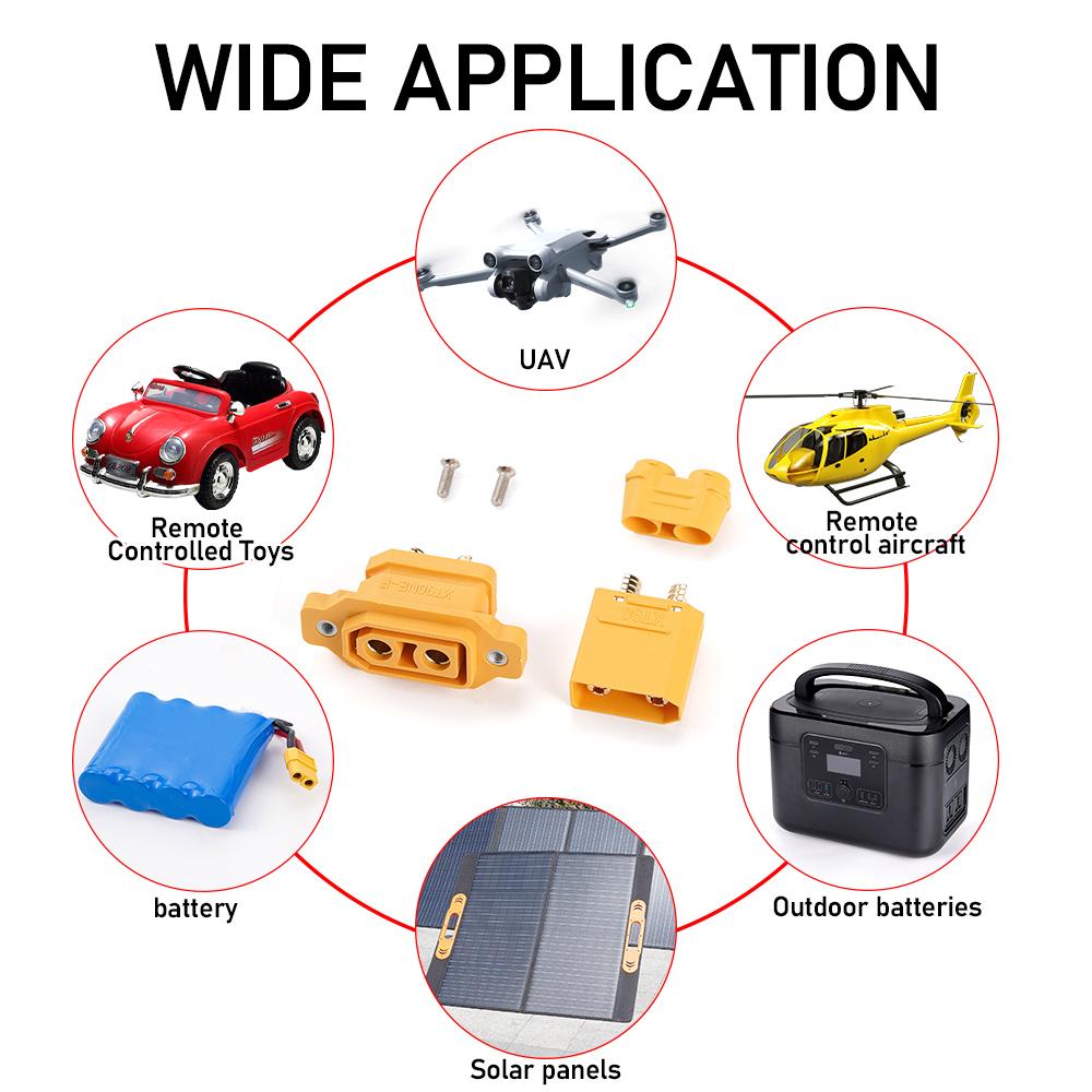 XT90NE-F Папа Мама Головка Разъем для зарядки литиевой батареи Провод Фиксированный Паяный Тип Позолоченный Терминал Вилка для новой энергии