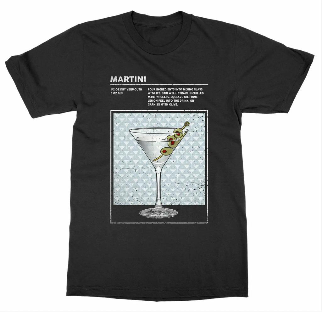 Футболка с принтом Martini Cocktail Bartender, алкогольный смешанный напиток, 100% хлопок, круглый вырез, короткий рукав, летняя повседневная мужская футболка, стритвир ...