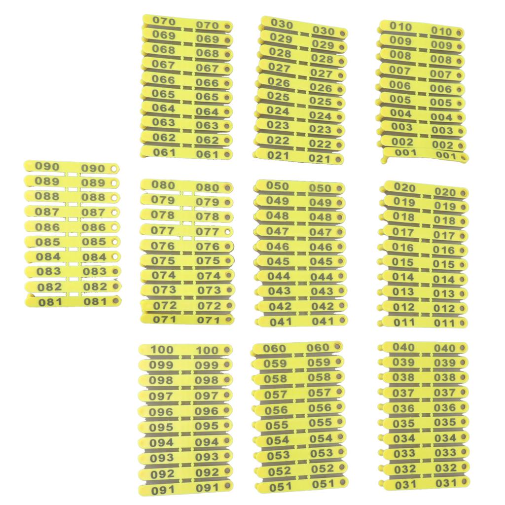 100PCS 001‑100 Number Plastic Livestock Tag Integrated Colorfast Livestock Ear Tags for Cattle Cows