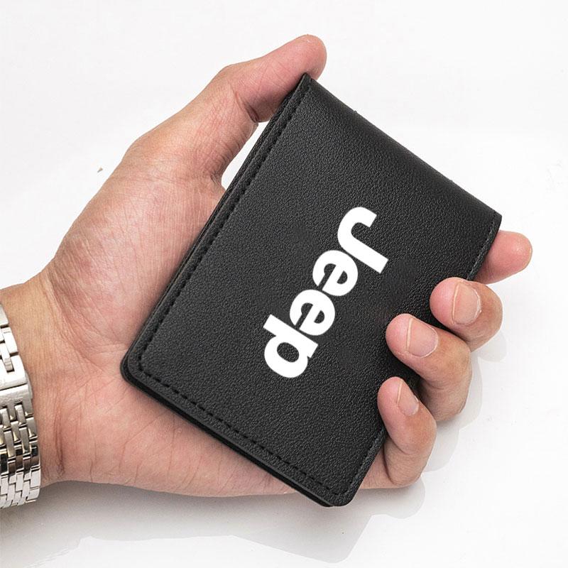 AKU3 Car Driving Wallet Card Holder Driver Holder Card Bag For Jeep Grand Cherokee Wrangler JK Gladiator Compass Renegade Patriot