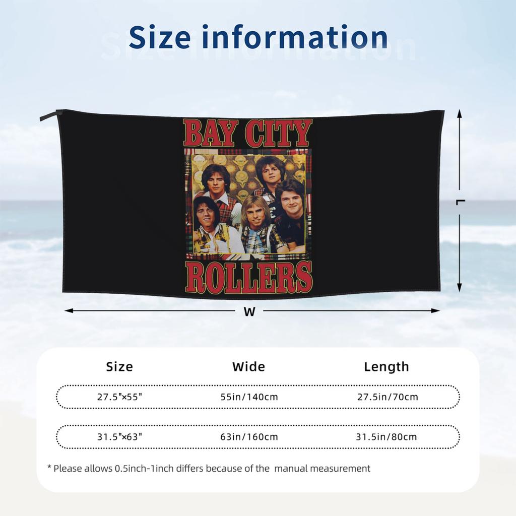 Группа Bay City Rollers Музыка Рок Ретро Винтажное Пляжное полотенце Мягкое Микрофибра Быстросохнущее Впитывающее Быстрые полотенца Для бассейна
