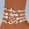 Retro Infinity Butterfly Anklet Set: European & American Styles, Diamond & Alloy, Figure 8 Design, 4 Pieces