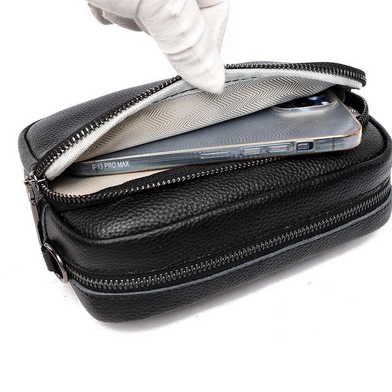 Сумка для мобильного телефона из натуральной кожи Широкий плечевой ремень Женская одноплечевая сумка Многокарманная сумка кроссбоди Женская сумка