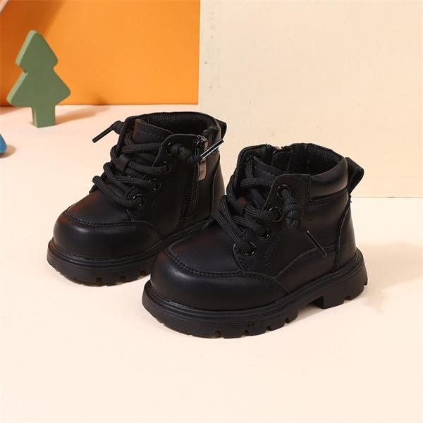 Autumn Baby Shoes Leather Boys Ankle Boots Soft Sole Zip Side Toddler Kids Girls Boots 15-25