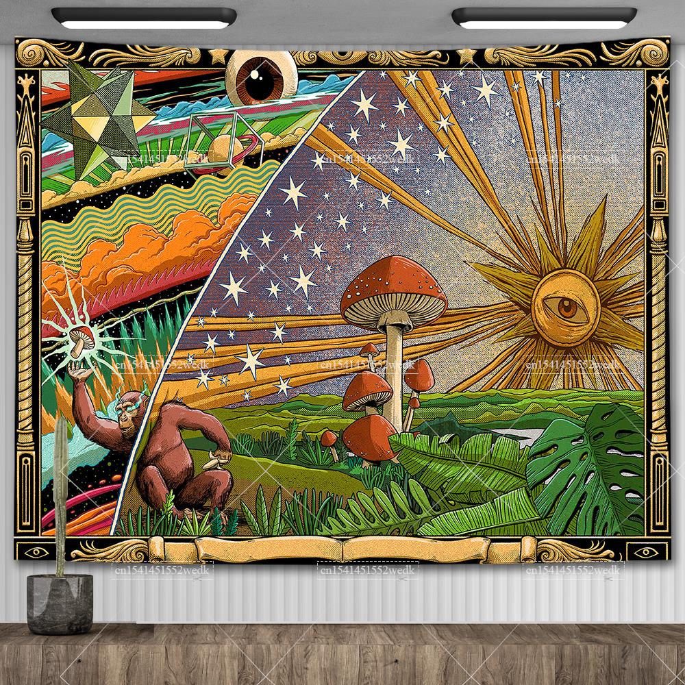 Фламмарион Гравюра Ксилография Гобелен Эстетика Хиппи Солнце Луна Таро Гобелены Украшение Дома Живопись Маслом Одеяла для Дивана
