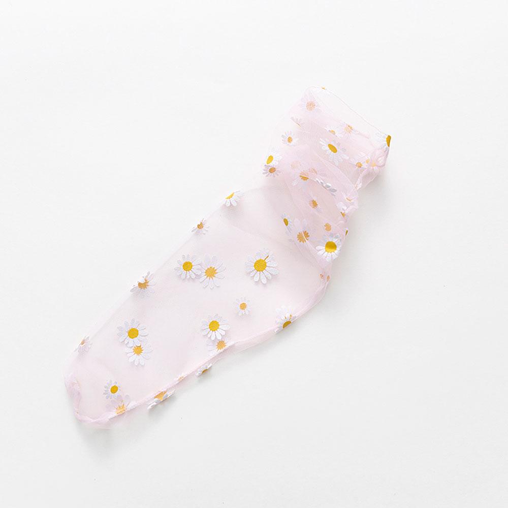 Женские прозрачные чулки, сексуальные сетчатые носки в стиле Харадзюку, шифоновые кружевные носки с оборками, женские кружевные носки с ромашками