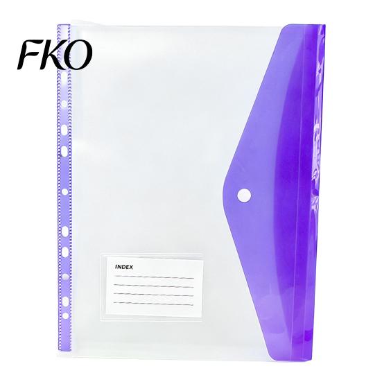 11 Hole Binder Pockets for A4 Binders, Plastic Expanding File Folders Snap Button Pocket with Closure & Transparent Label Slot, Durable