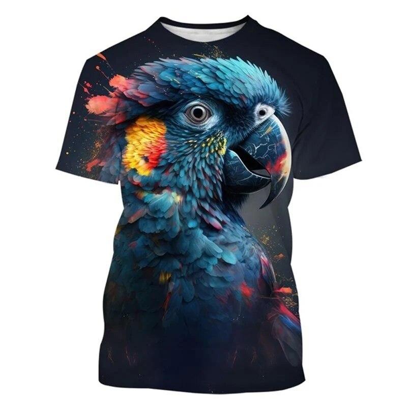 Fashion New Color Parrot Graphic T Shirts For Unisex Summer Trend Casual Tees Harajuku Printed O-neck Short Sleeve Top
