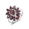 Unique Shape Design 925 Sterling Silver with Natural Garnet Gems Ring for Women Fine Jewelry Anniversaries & Banquets Wear