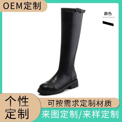 Индивидуальные кожаные ботинки женские осень и зима 2025 новые повседневные высокие ботинки рыцарские ботинки в британском стиле бархатные повседневные женские ботинки