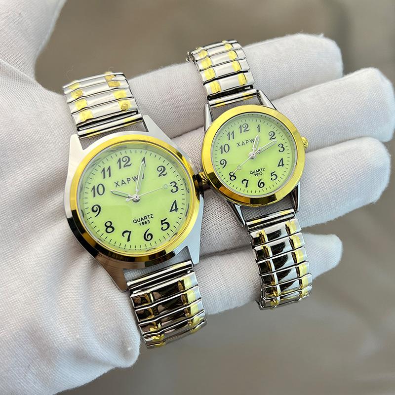 Повседневные цифровые светящиеся часы для пожилых людей, простые кварцевые часы, эластичный ремешок, эластичный браслет, парные часы