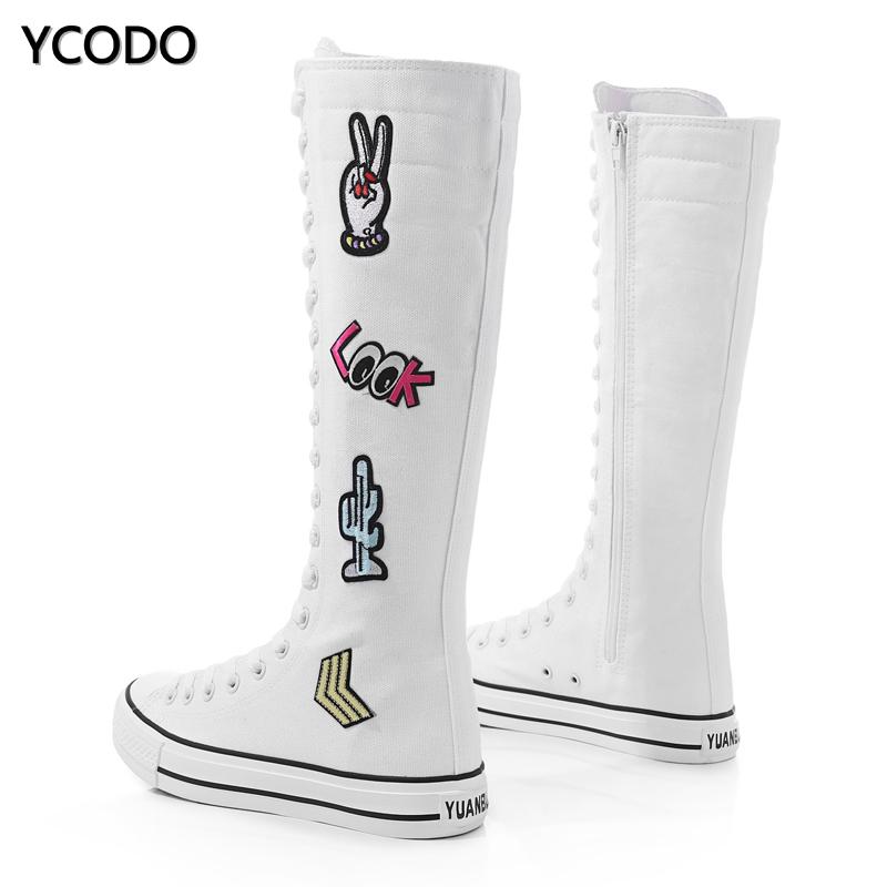 Весенне-осенние женские ботинки, парусиновые сапоги до середины икры, повседневная обувь с высоким берцем, длинные сапоги, удобные ботинки на плоской подошве со шнуровкой, размер 34-43