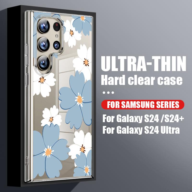 Чехол для телефона с цветочным узором для Samsung Galaxy S26 S25 S24 S23 Ultra S22 Plus S25 FE A56 A36 A26 A55 A54 A15 5G Прозрачный жесткий чехол