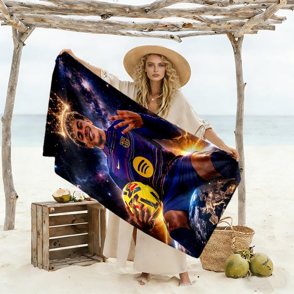 Lamine Yamal Football Player Portrait Beach Towel Super Soft & Absorbent Comfortable Lightweight Portable for Swimming,Beach,Camping, Travel, Beach Ac