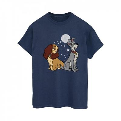 Женская/женская хлопковая футболка бойфренда Lady And The Tramp Moon