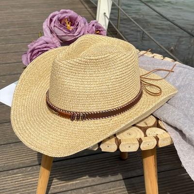 Cowboy straw hat men's spring and summer sun hat children's fishing sun protection UV shade hat shade big eaves