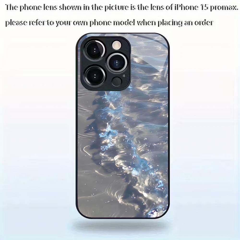 Beach pattern tempered glass phone case suitable for iPhone 17 16 15 14 13 12 11Pro/Max/Plus anti drop and shockproof back cover
