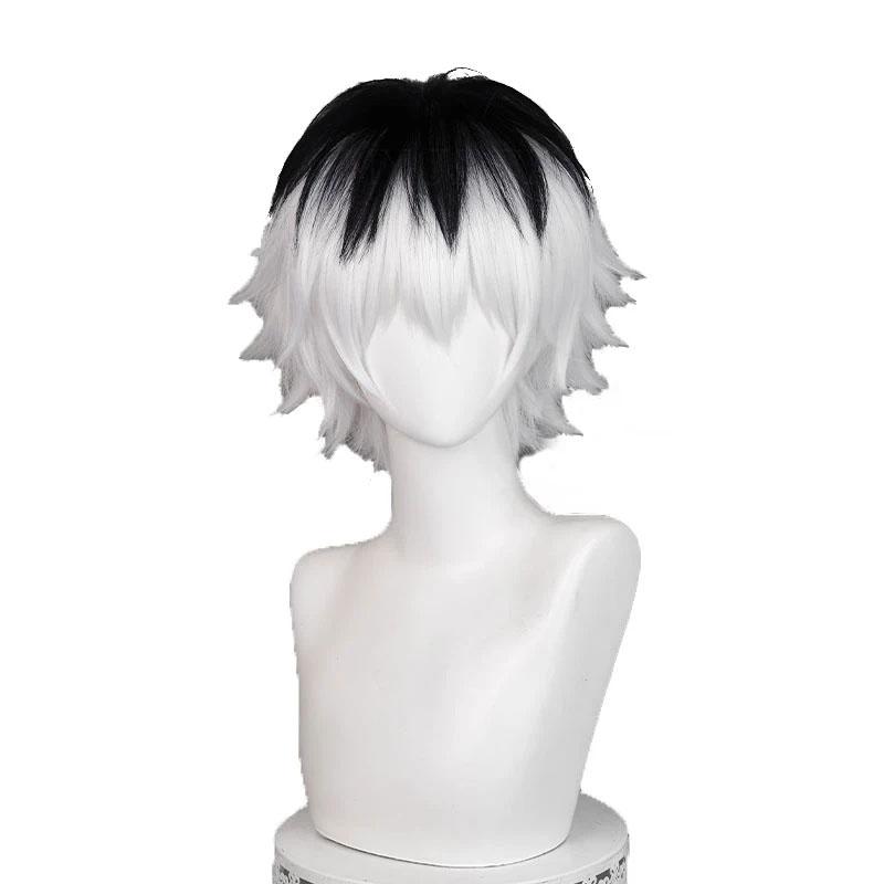 Sasaki Haise Cosplay Wig High Quality Anime Unisex Black White Mixed Short Wig Heat Resistant Synthetic Hair Wigs + Wig Cap