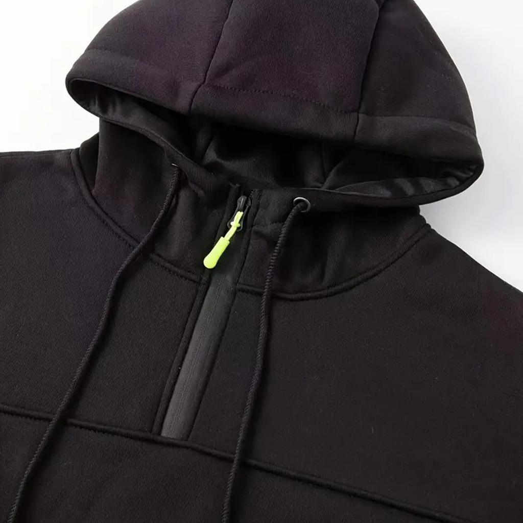 Men's Sweatshirt Hoodie Half Zipper Arm Pocket Cardigan Men's Sports Large Size Casual Hoodie