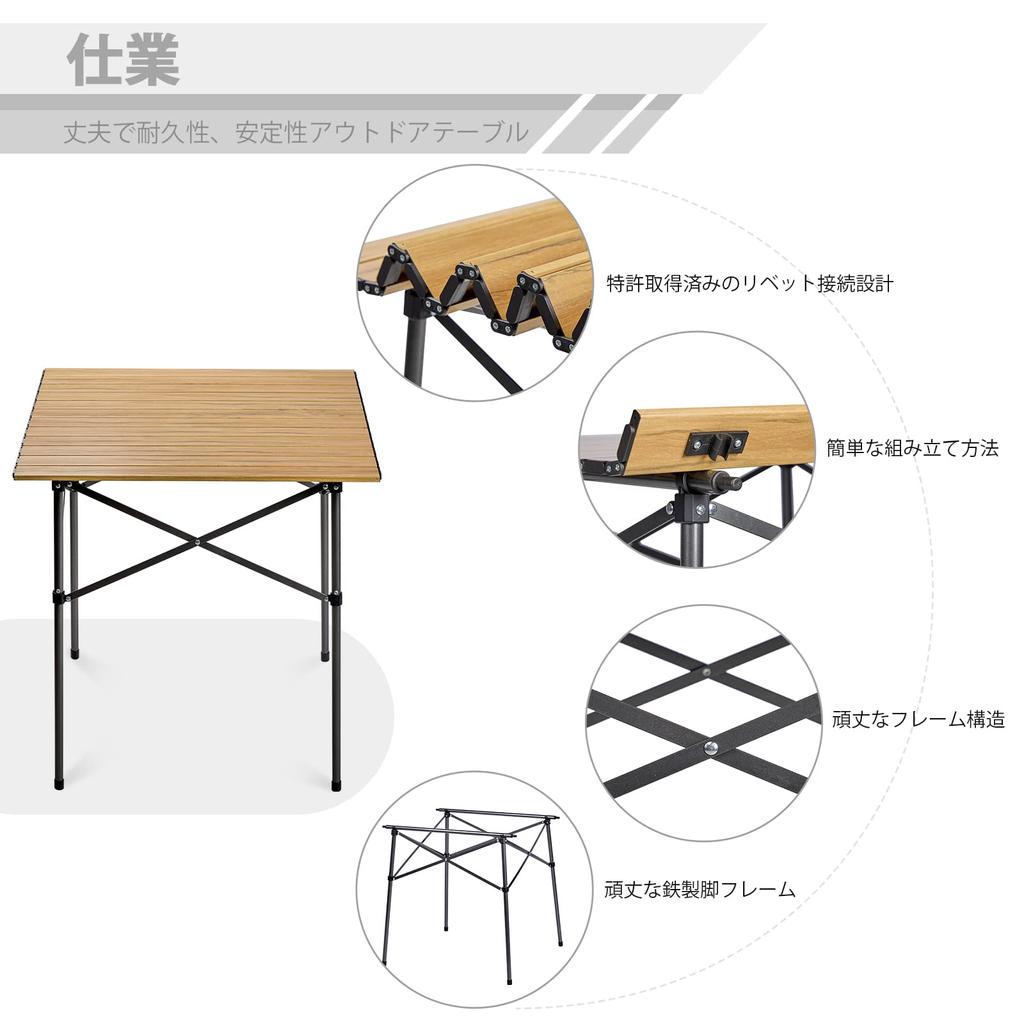 TIMBER RIDGE Уличный складной стол для телеработы Грузоподъемность 45 кг Алюминиевый рулонный стол для кемпинга, барбекю, сумка для хранения, в комплекте Компактный домашний рабочий деревянный стол
