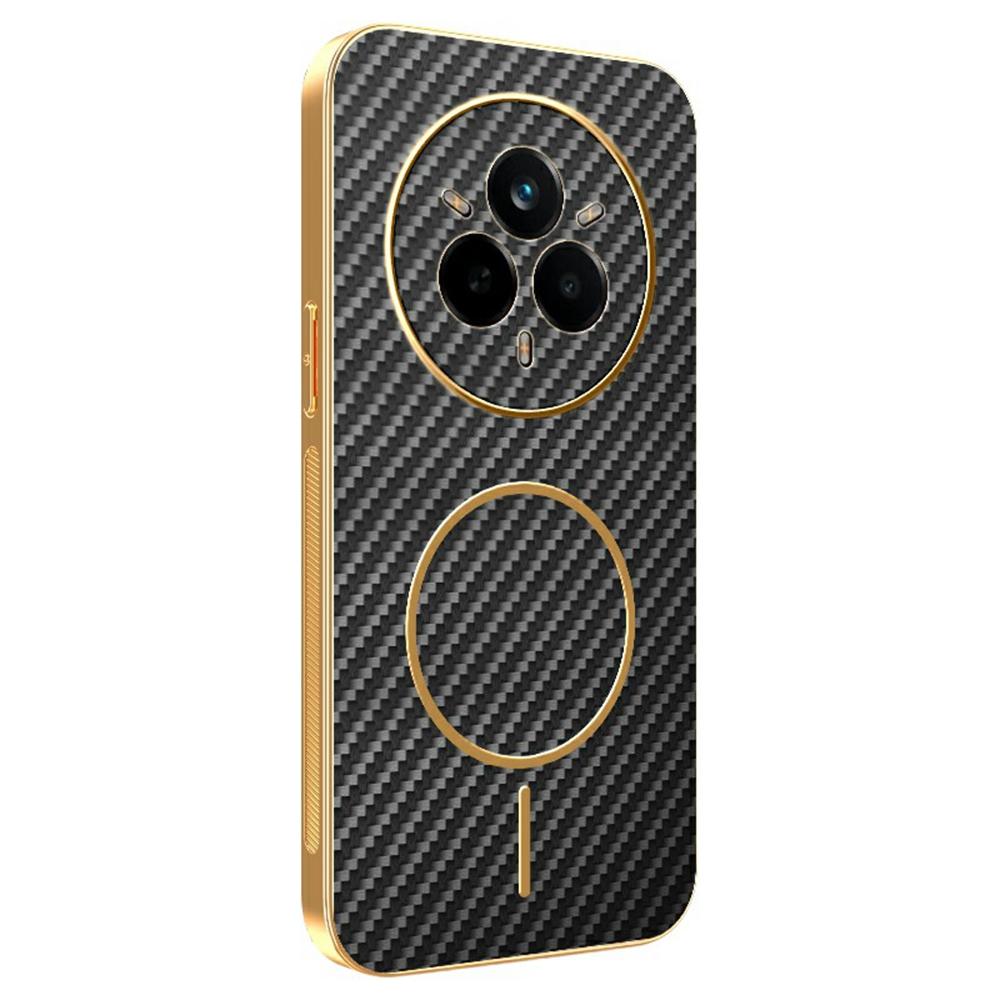 For Realme 14 Pro 5G Phone Case Carbon Fiber Textured Electroplated TPU Back Cover