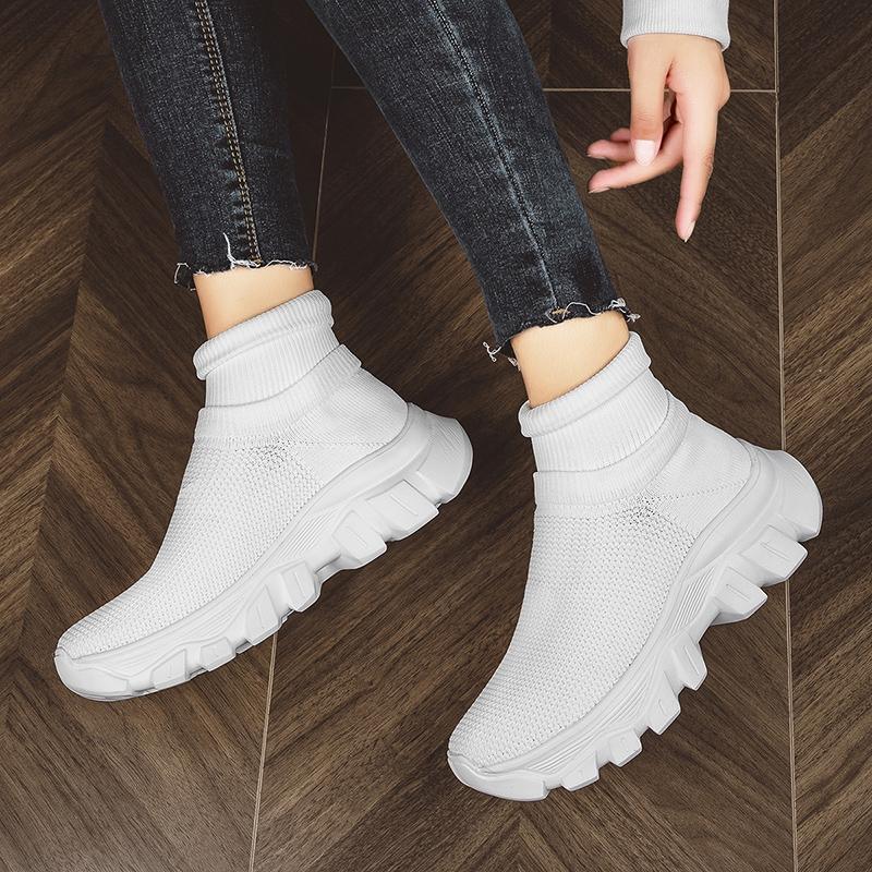Унисекс Кроссовки Дышащие Высокие Эластичные Носки Толстая Подошва Увеличьте Спортивная Обувь Женская Обувь
