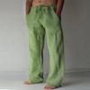 Men's new men's clothing youth solid color cotton and linen drawstring loose casual pants
