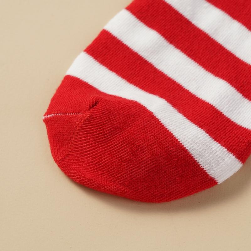 Рождественские хлопковые чулки зеленого и красного цвета в полоску выше колена с бантом, длинные носки 70 см