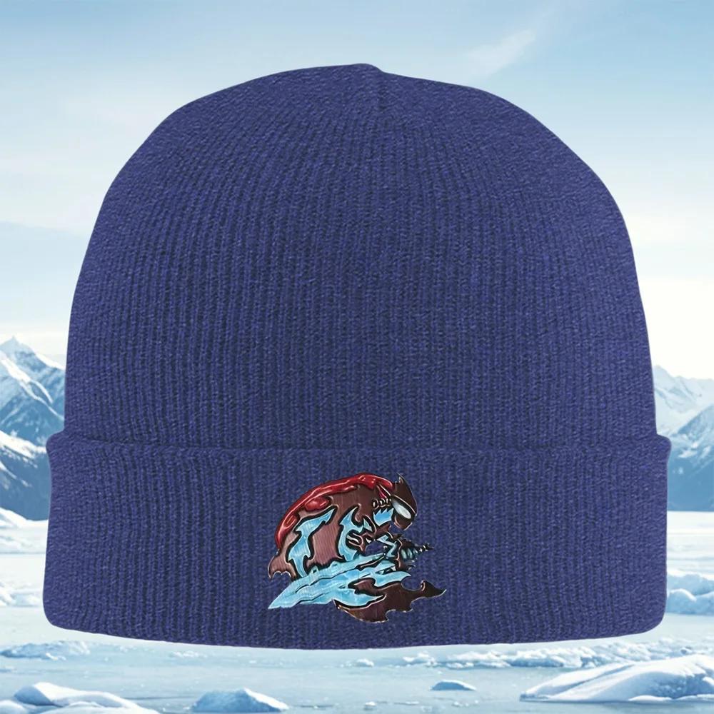 Winged creature flowing ice design Unisex Women Unisex Knitted Hat Beanie Pullover Cap Winter Thermal Warm Christmas Outdoor Cyclin