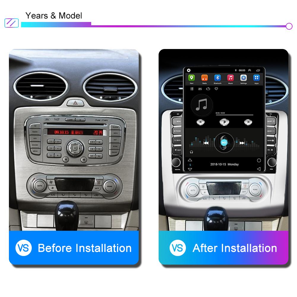 9,7-дюймовый автомобильный радиоприемник на базе Android для Ford Focus EXI MT 2 3 Mk2 Mk3 2004-2011 2 DIN Tesla с вертикальным экраном Carplay Авторадио Мультимедийный плеер 2 + 32 ГБ
