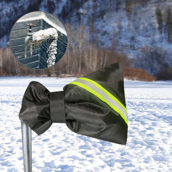 Winter Faucet Cover Outdoor Faucet Freeze Protection Cover Adjustable Waterproof Insulated Spigot Cover with Reflective Stripe for Garden Yard