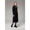 Double Breasted Waist Tied Medium Length Coat Black 3754