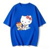 Летние футболки с принтом Hello Kitty для женщин, короткий рукав, 100% хлопок, семейные matching-наряды, топы, модные Y2k