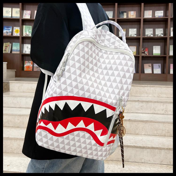 Schoolbag new large-capacity student schoolbag personalized shark funny creative backpack ugly cute travel commuter backpack