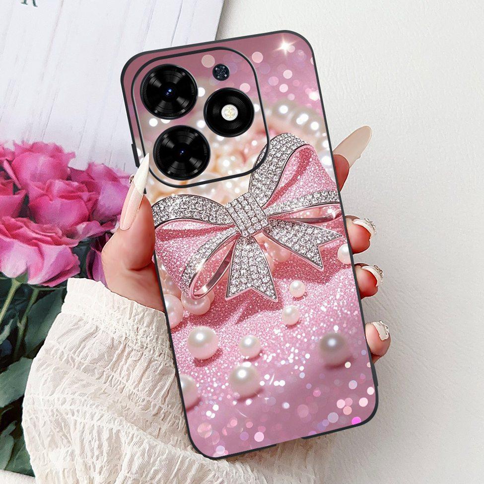 Для Tecno Spark Go 2024 BG6 Задняя крышка Для Tecno Spark Go 2024 Чехол Модный Роскошный Цветы Милый Мультяшный Кот Ударопрочный Силиконовый