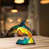 Colorful Stained Resin Animal Night Light Cat Horse Elephant Dolphin Lion Cock Owl Wolf Shape Table Lamp Home Decoration