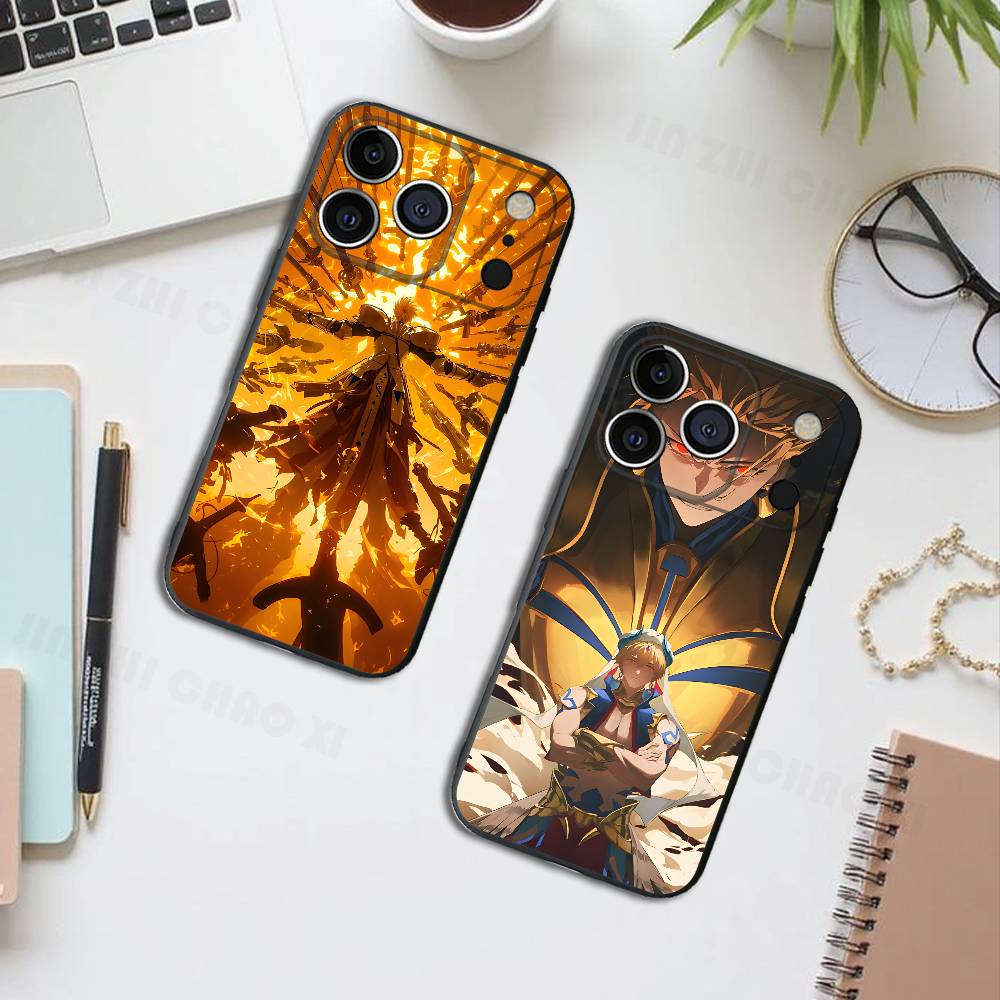 Чехол для телефона Gilgamesh II Fate Black для iPhone 17 16 15 14 13 12 13 12 11 Pro Max Plus XS XR Силиконовый Мягкий Задний Чехол