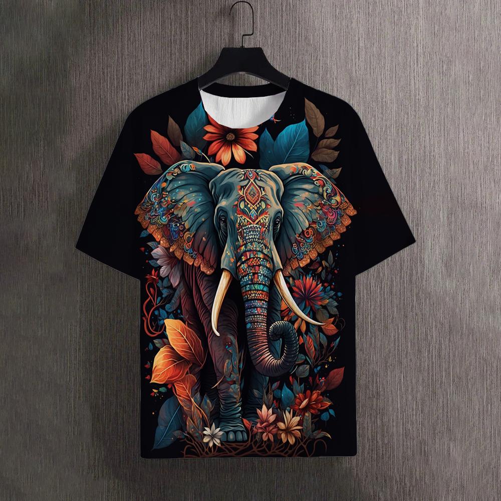 Мужские футболки летние топы с рисунком животных слонов 3D-принт футболки женские уличные модные футболки больших размеров мужская одежда топы