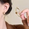 Gold tiger's eye stone large circle earrings women's retro light luxury temperament high-end earrings autumn and winter unique exaggerated earrings