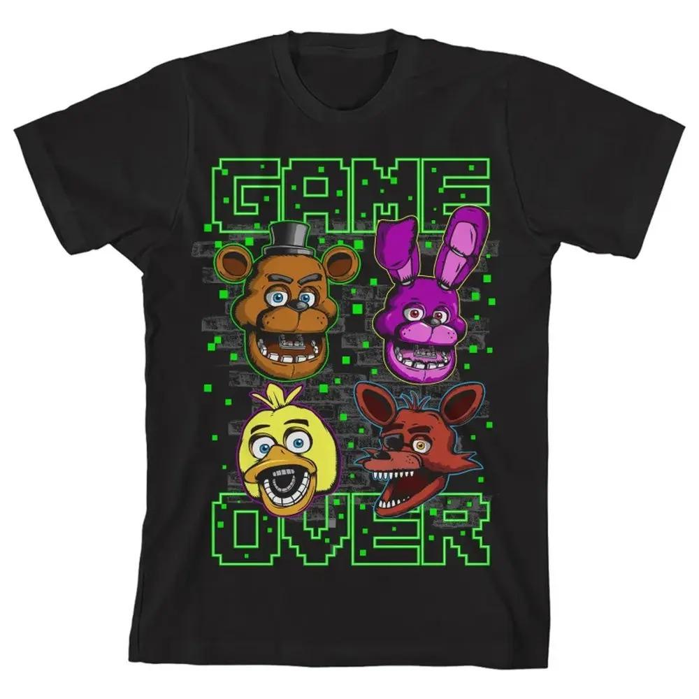 Новая игра ужасов FNAF At Freddys Периферия Принт Футболка Мужская Женская Хлопок Круглый вырез Летняя Новая Футболка Оверсайз Харадзюку Мода Топ