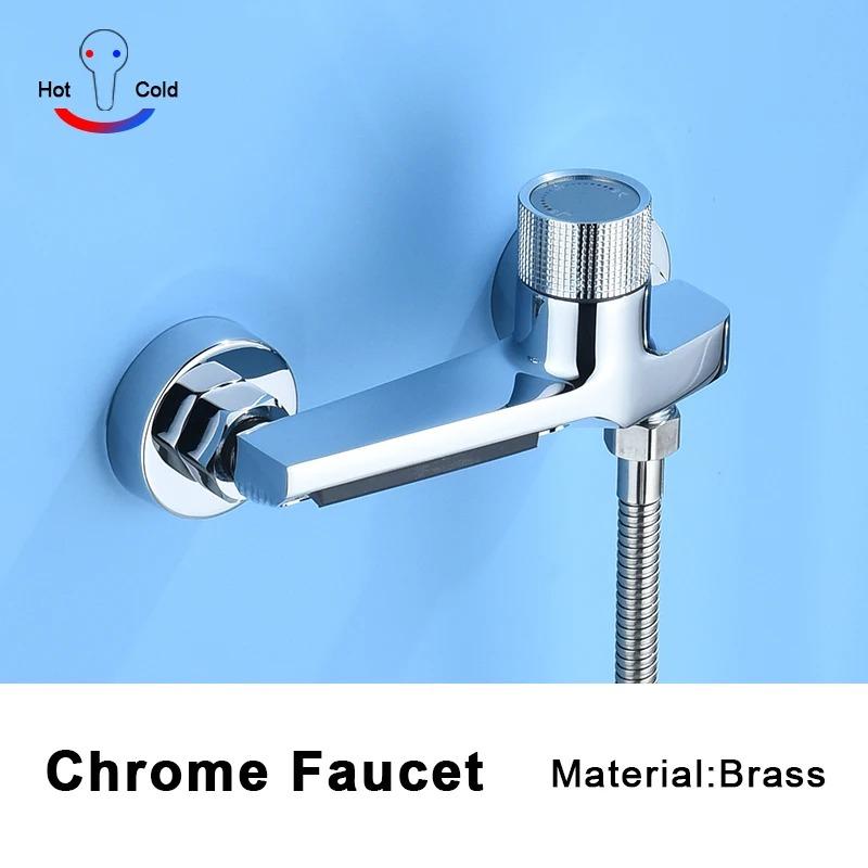 Набор смесителей для ванны «водопад», ручная душевая лейка, настенный латунный смеситель для ванны, смеситель для горячей и холодной воды