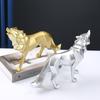 Geometric Art Growl Wolf Statue Resin Animal Figurine Crafts Home Living Room Desktop Office Bookshelf Decor Sculpture Ornaments