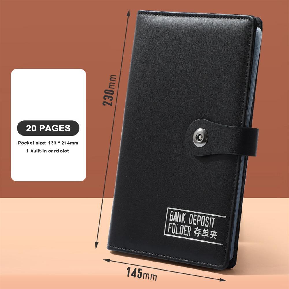 Transparent Inner Page Deposit Collection Book PU Leather Bill Storage Bank Deposit Folder