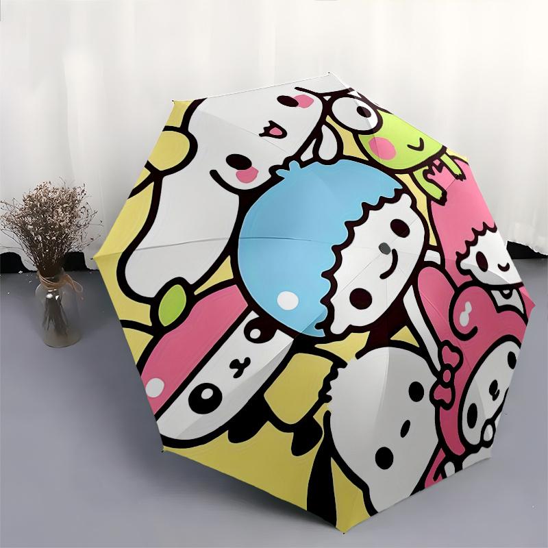 1pc Kawaii Characters Automatic Folding Umbrella - Portable 3-Fold Design with 8-Bone Iron Frame, Perfect for Fans, Travelers, Everyday Use, and Festi