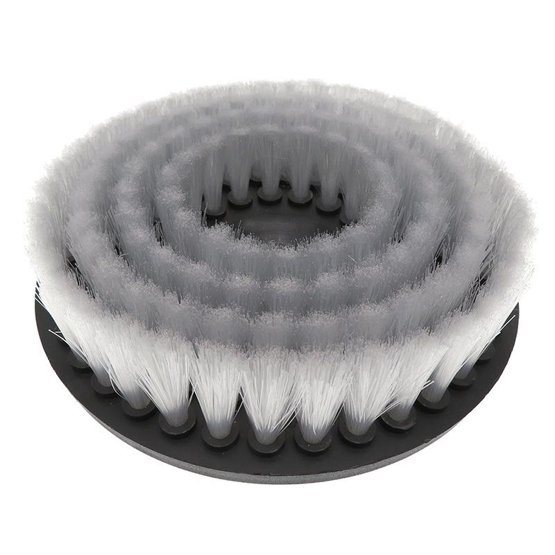 6" M14 Transparent Electric Cleaning Brush Set: Hollow Rodless, Round Brush, Drill Compatibility, Angle Grinder & Crevice Brush Heads.