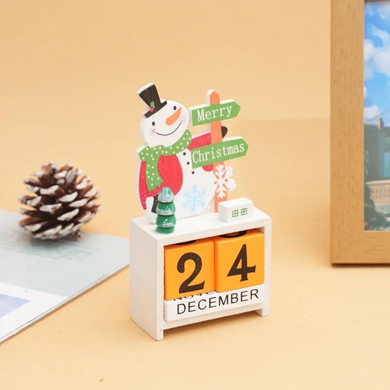 2pcs Christmas Wooden Calendar Ornament Countdown Santa Claus Snowman DIY for Tabletop Ornaments Christmas Decoration 2026
