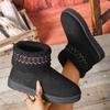 Large Size Cotton Shoes for Women, Winter Ethnic Style, Worn Outdoors with Warm Fleece and Thick Soled Snow Boots