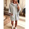 Loose Hooded Solid Color Casual Sweatshirt Dress For Women