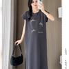 A New Korean-style Loose Plus-size T-shirt Dress for Women In Summer, with A Casual and Laid-back Printed Style and Slit Straight Skirt