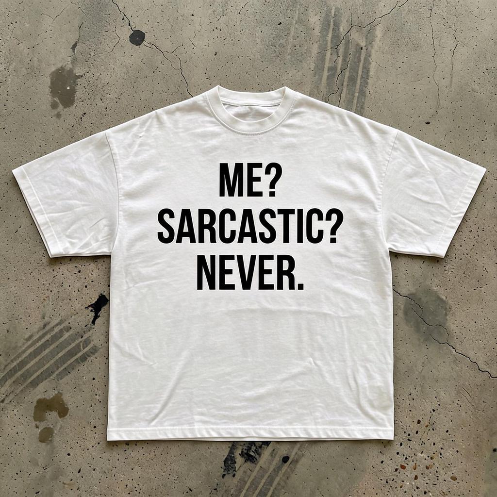 Me? Sarcastic? Never. T-Shirt | Funny Sarcasm Quote Tee